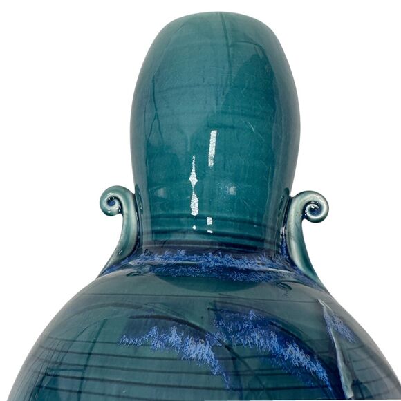 Russel Spillmann Pottery Fine Porcelain Ceramic Vase 13" Glossy Glaze Blue Swirl - Picture 5 of 12